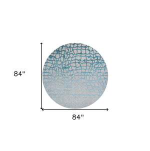 Homeroots 8' Blue And Gray Round Abstract Non Skid Area Rug  100% Pet 548711