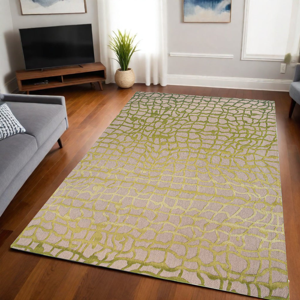 Homeroots 5' X 7' Gray And Green Abstract Non Skid Area Rug  100% Pet 548714