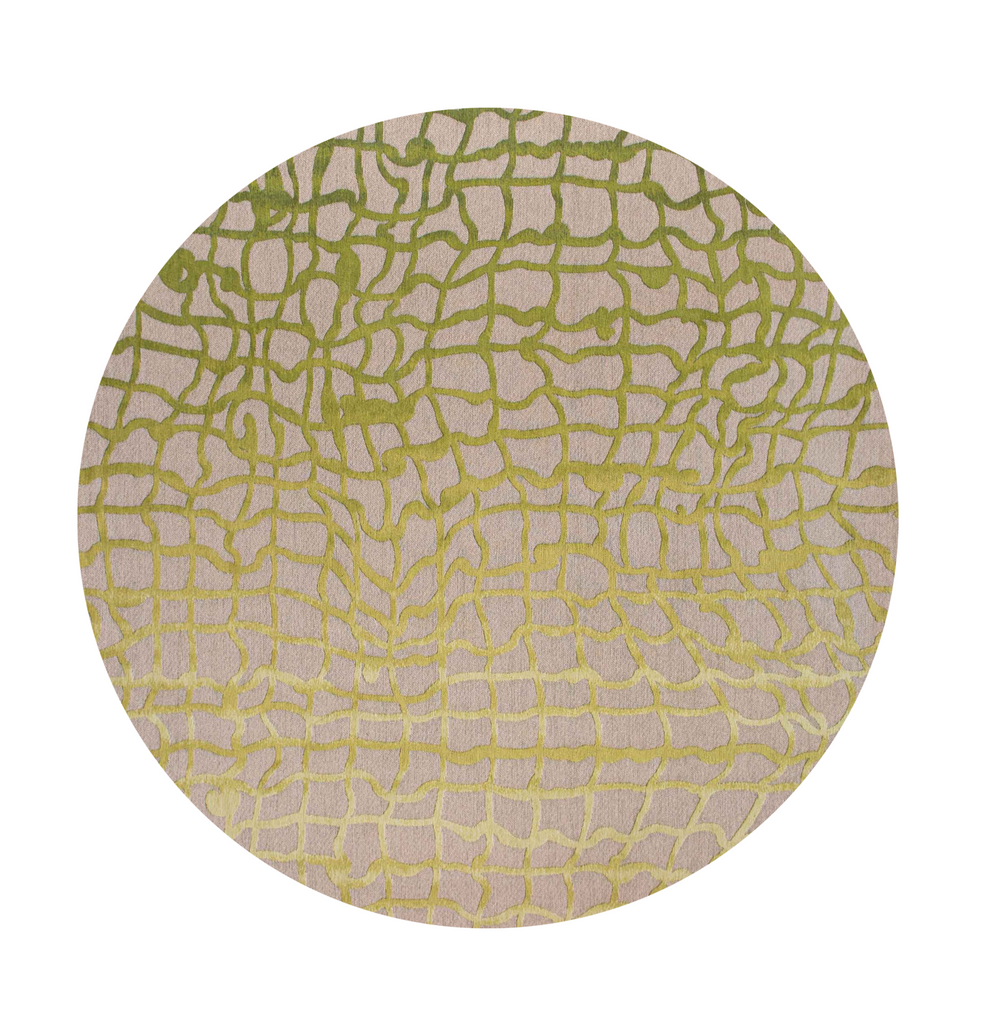 Homeroots 5' Gray And Green Round Abstract Non Skid Area Rug  100% Pet 548720