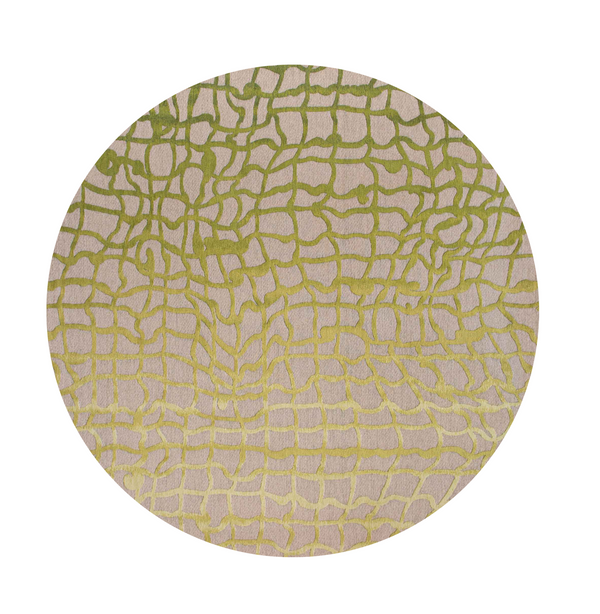 Homeroots 5' Gray And Green Round Abstract Non Skid Area Rug  100% Pet 548720