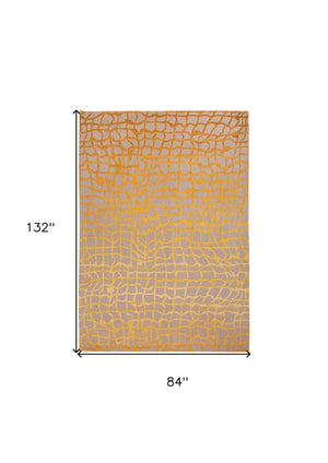 Homeroots 8' X 11' Gray And Orange Abstract Non Skid Area Rug  100% Pet 548725