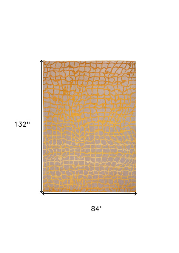 Homeroots 8' X 11' Gray And Orange Abstract Non Skid Area Rug  100% Pet 548725