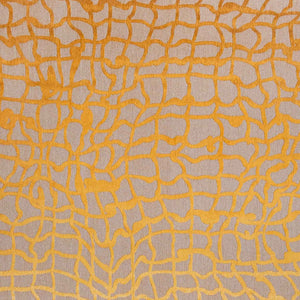 Homeroots 5' Gray And Orange Round Abstract Non Skid Area Rug  100% Pet 548728