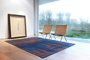 HomeRoots 3' Blue and Brown Abstract Area Rug with Non-Skid Backing - Modern Design for Entryways and Kitchens 3' X 5' 548729