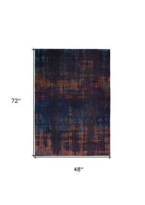 Homeroots 5' X 7' Blue And Brown Abstract Non Skid Area Rug  100% Pet 548730