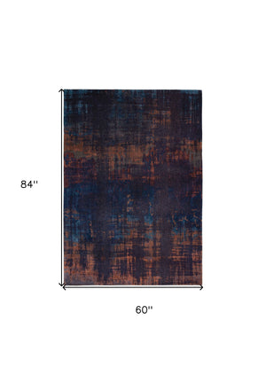 Homeroots 6' X 8' Blue And Brown Abstract Non Skid Area Rug  100% Pet 548731