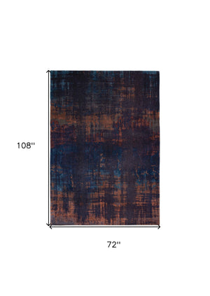 Homeroots 7' X 9' Blue And Brown Abstract Non Skid Area Rug  100% Pet 548732