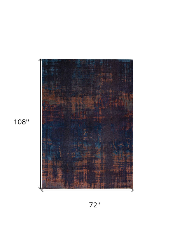 Homeroots 7' X 9' Blue And Brown Abstract Non Skid Area Rug  100% Pet 548732
