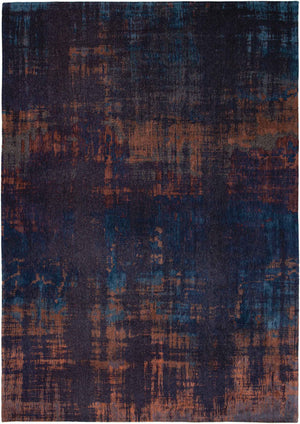 Homeroots 7' X 9' Blue And Brown Abstract Non Skid Area Rug  100% Pet 548732