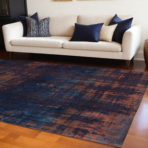 Homeroots 7' X 9' Blue And Brown Abstract Non Skid Area Rug  100% Pet 548732