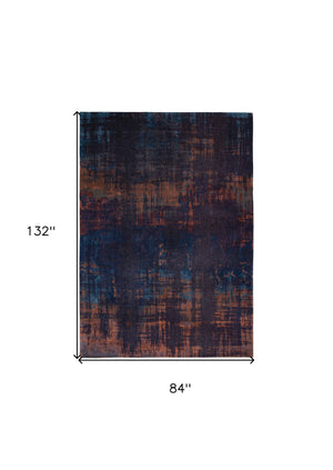 Homeroots 8' X 11' Blue And Brown Abstract Non Skid Area Rug  100% Pet 548733