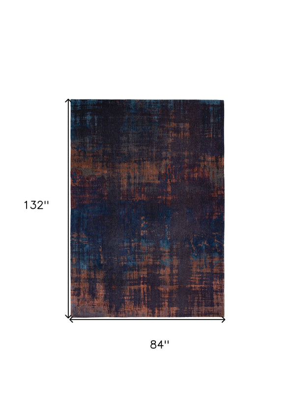 Homeroots 8' X 11' Blue And Brown Abstract Non Skid Area Rug  100% Pet 548733
