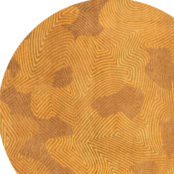 Homeroots 8' Yellow Round Abstract Non Skid Area Rug  100% Pet 548741
