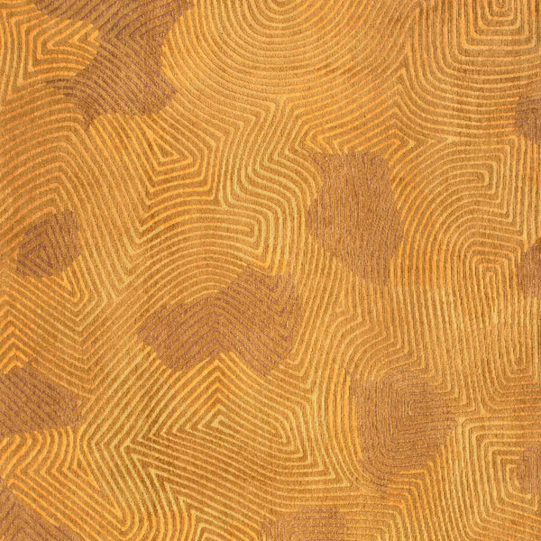 Homeroots 8' Yellow Round Abstract Non Skid Area Rug  100% Pet 548741