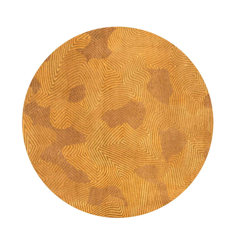 Homeroots 8' Yellow Round Abstract Non Skid Area Rug  100% Pet 548741