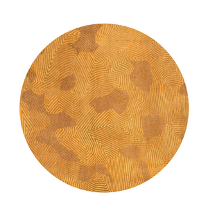 Homeroots 8' Yellow Round Abstract Non Skid Area Rug  100% Pet 548741