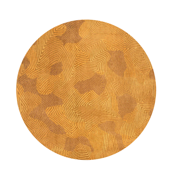 Homeroots 8' Yellow Round Abstract Non Skid Area Rug  100% Pet 548741