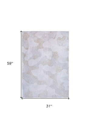 HomeRoots 3' X 5' Soft White Abstract Non-Skid Area Rug for Modern Spaces - Durable, Stylish & Easy Care! 548751