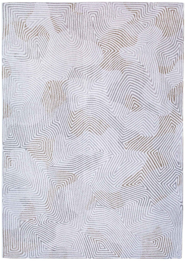 HomeRoots 3' X 5' Soft White Abstract Non-Skid Area Rug for Modern Spaces - Durable, Stylish & Easy Care! 548751