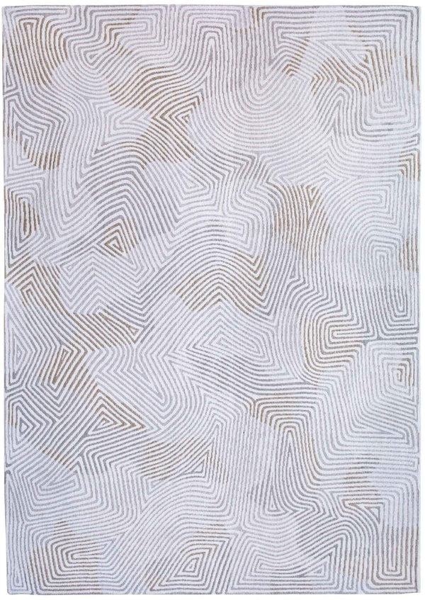 HomeRoots 5' White Abstract Non-Skid Area Rug – Stylish, Modern Design for Safe and Elegant Home Decor 7' X 9' 548754