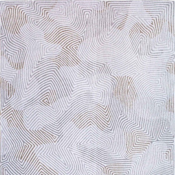 HomeRoots 5' White Abstract Non-Skid Area Rug – Stylish, Modern Design for Safe and Elegant Home Decor 7' X 9' 548754