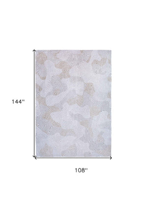 HomeRoots 9' Abstract White Non-Skid Area Rug - Elegant, Durable Design for High-Traffic Spaces & Easy Care 548756