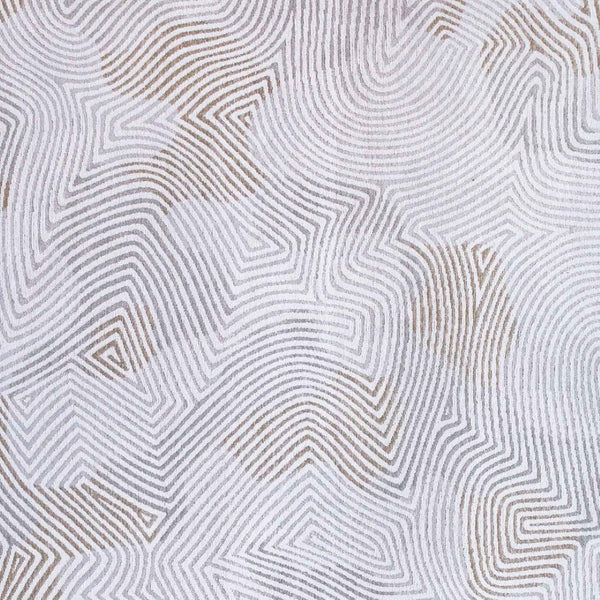 HomeRoots 5' White Abstract Non-Skid Area Rug – Stylish, Modern Design for Safe and Elegant Home Decor 8' Round 548757