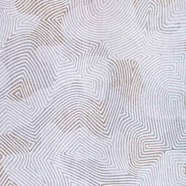 Homeroots 5' White Round Abstract Non Skid Area Rug  100% Pet 548758