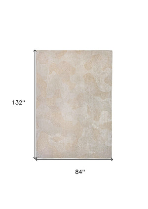 Homeroots 8' X 11' Beige And White Abstract Non Skid Area Rug  100% Pet 548763