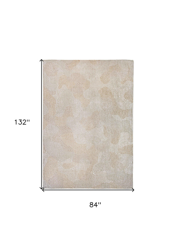 Homeroots 8' X 11' Beige And White Abstract Non Skid Area Rug  100% Pet 548763