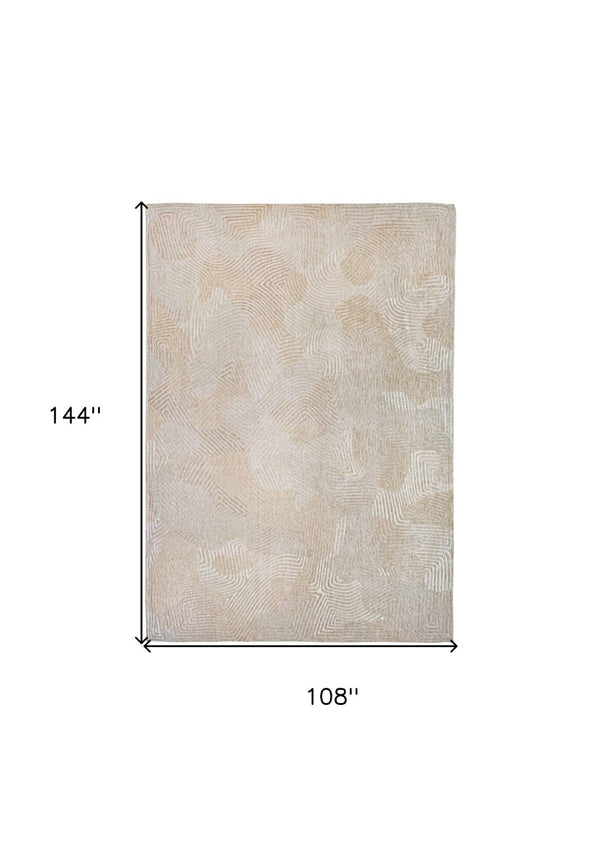 HomeRoots 9' X 13' Abstract Beige and White Area Rug with Non-Skid Backing - Modern Style for Every Space 548764