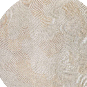 Homeroots 5' Beige And White Round Abstract Non Skid Area Rug  100% Pet 548766