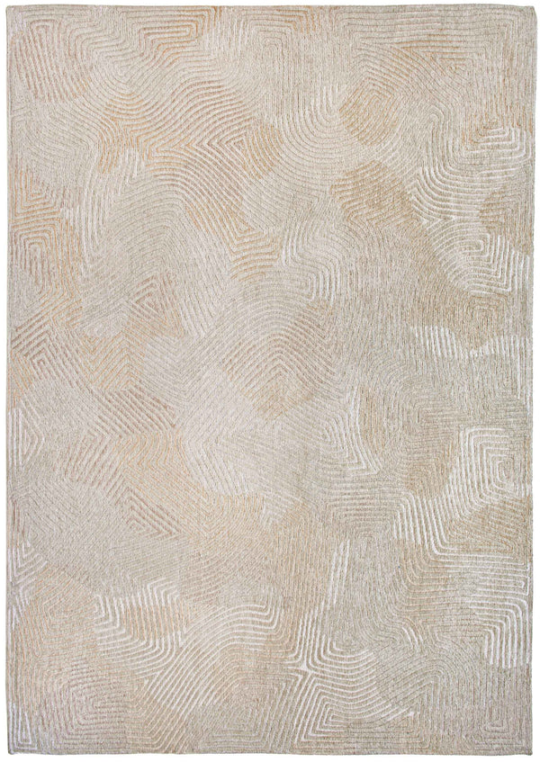 Homeroots 5' Beige And White Round Abstract Non Skid Area Rug  100% Pet 548766