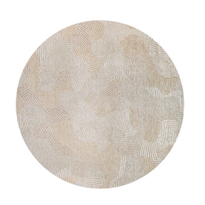 Homeroots 5' Beige And White Round Abstract Non Skid Area Rug  100% Pet 548766