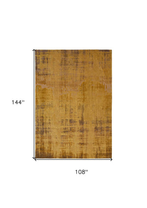 HomeRoots 9' X 13' Yellow and Brown Abstract Area Rug - Modern Non-Skid Design for Safe, Stylish Spaces 548772