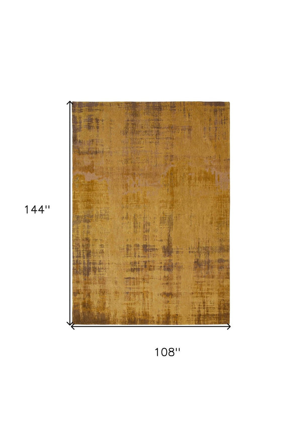 HomeRoots 9' X 13' Yellow and Brown Abstract Area Rug - Modern Non-Skid Design for Safe, Stylish Spaces 548772