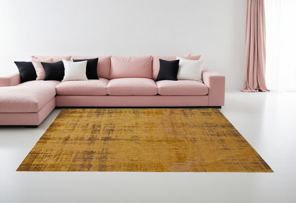 HomeRoots 9' X 13' Yellow and Brown Abstract Area Rug - Modern Non-Skid Design for Safe, Stylish Spaces 548772