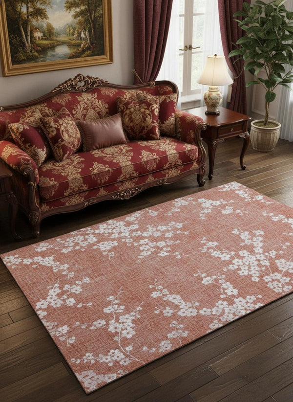 Oriental Medallion Area Rug Washable Low Pile Eco Pet Fiber for Living Room Accent Decor