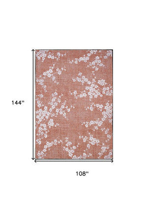 Homeroots 8' X 11' Red And White Oriental Non Skid Area Rug  100% Pet 548777