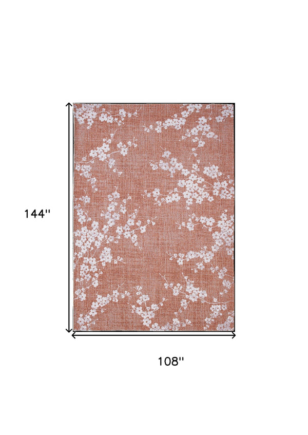 Homeroots 8' X 11' Red And White Oriental Non Skid Area Rug  100% Pet 548777