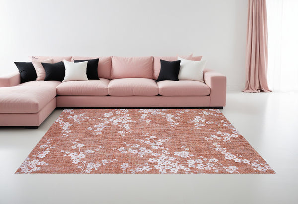 Homeroots 8' X 11' Red And White Oriental Non Skid Area Rug  100% Pet 548777