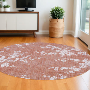 HomeRoots 3' Red and White Oriental Area Rug – Elegant Non-Skid Design for Entryways and Small Spaces 8' Round 548779
