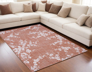 HomeRoots 3' Red and White Oriental Area Rug – Elegant Non-Skid Design for Entryways and Small Spaces 5' X 7' 548780