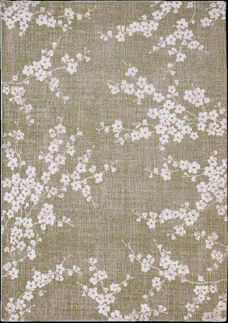 HomeRoots 8 Foot Round Oriental Rug Washable Recycled Pet Flatweave for Living or Dining Rooms 548788