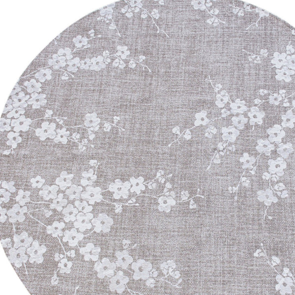 HomeRoots 5' Gray and White Oriental Area Rug - Non-Skid, Elegant Design Perfect for Entryways and Kitchens 8' Round 548796