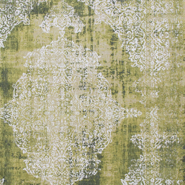 Homeroots 5' X 7' Green And White Oriental Non Skid Area Rug  100% Pet 548804