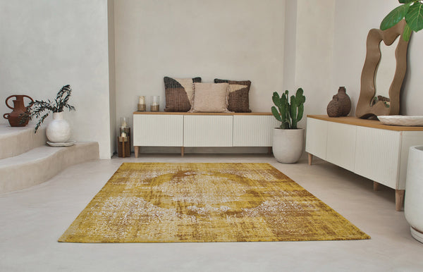 Homeroots 9' X 13' Yellow And Brown Oriental Non Skid Area Rug  100% Pet 548820