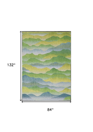 Homeroots 8' X 11' Green And Yellow Abstract Non Skid Area Rug  100% Pet 548831