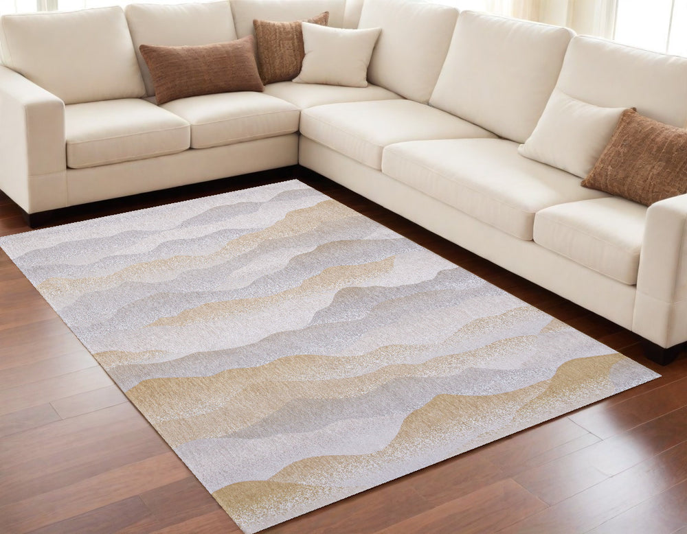 Homeroots 5' X 7' Gray And Brown Abstract Non Skid Area Rug  100% Pet 548835