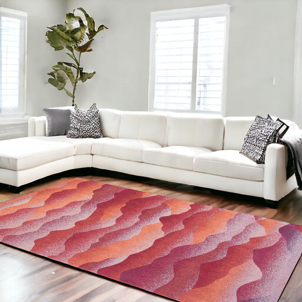 Homeroots 6' X 8' Red Orange Abstract Non Skid Area Rug  100% Pet 548843